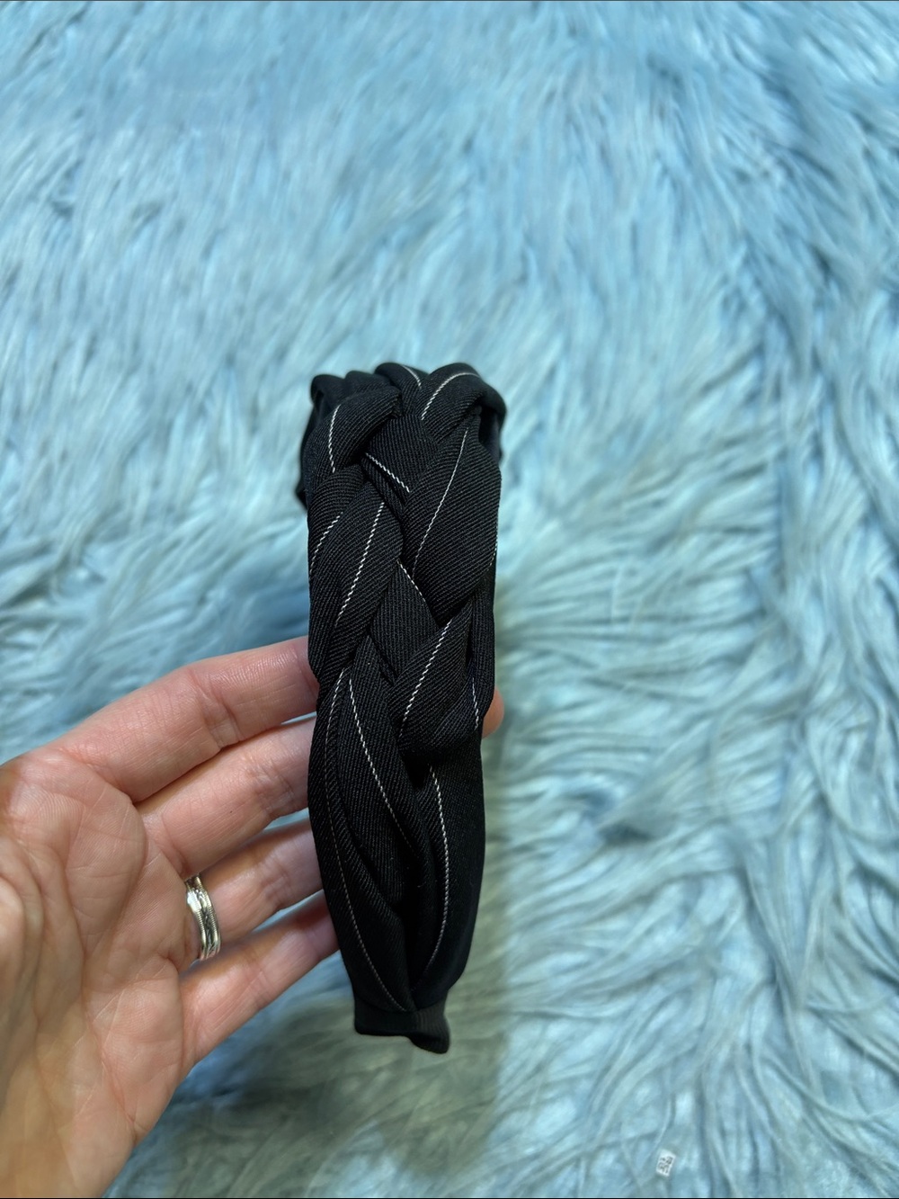Braided Black Pinstripe Headband